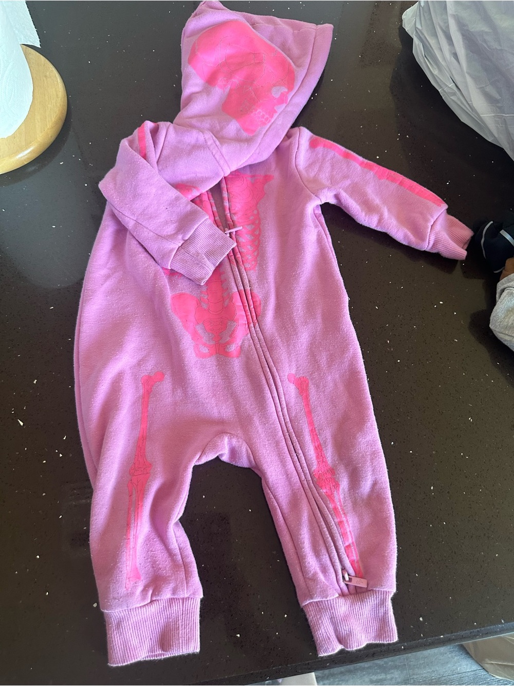 Posh Peanut Pink Hooded Skeleton One-Piece